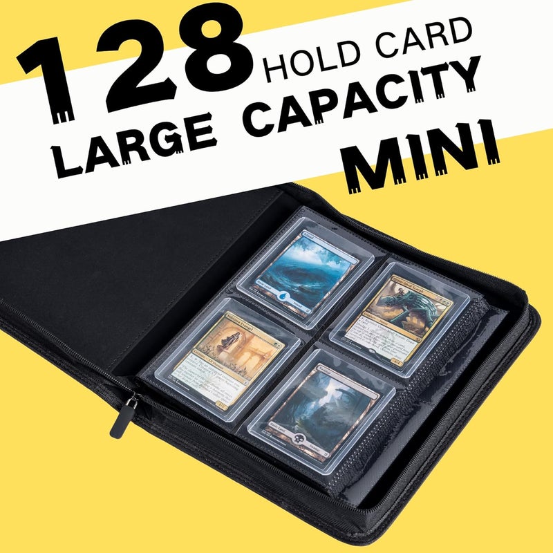 KUOOKING Toploader Binder, Holds 128+ Toploaders, 4 Pocket Top Loader Card Storage Case, Double-Sided Pockets for trading card in 3 x 4'' Toploaders (Yellow) - Image 2